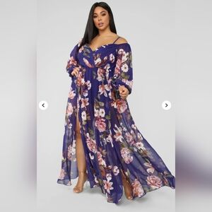Floral Maxi Dress in Navy Blue